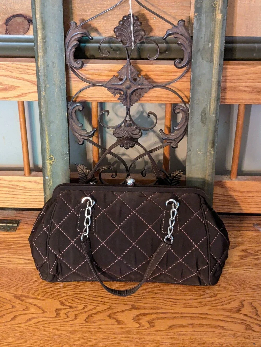 Vera Bradley Classic Espresso Brown Microfiber Satchel Bag